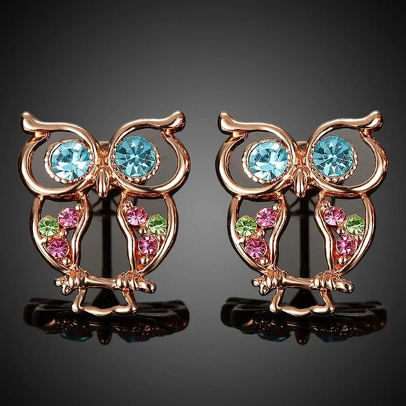 18K Rose Gold Plated & CZ Earrings - Picture 1 of 2